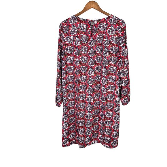 loft TALL Shadow Floral Red Print 3/4 Sleeve Lightweight Knee Length Shift Dress - Picture 12 of 14